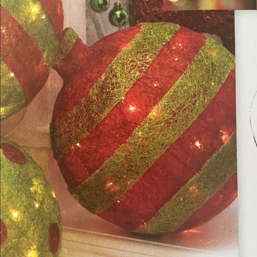 Raz Christmas Lighted Ball Ornament red Green 13”